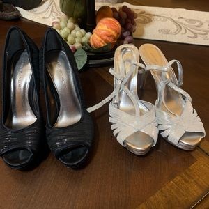2 pairs of formal high heels Black and Silver
